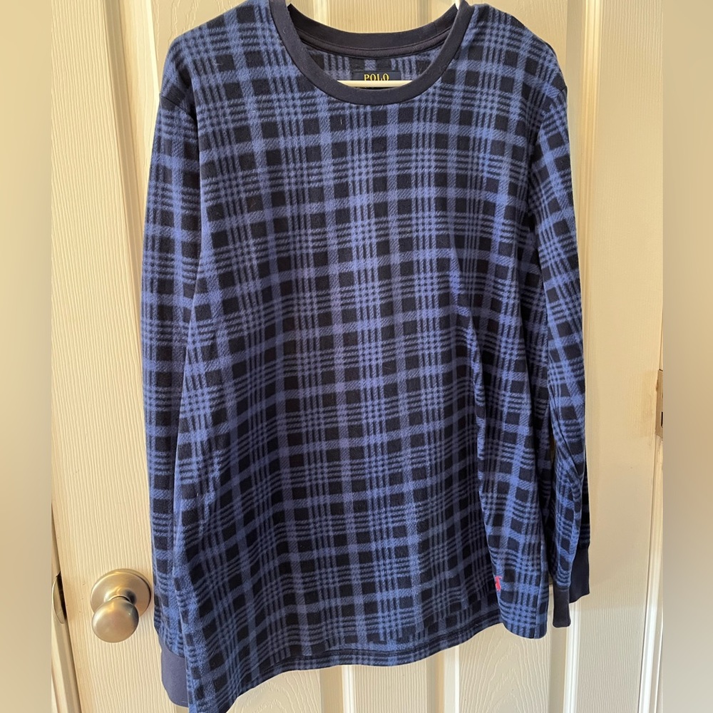 Ralph Lauren Medium Black/Blue Polo Long Sleeve Flannel Sleep Wear Top